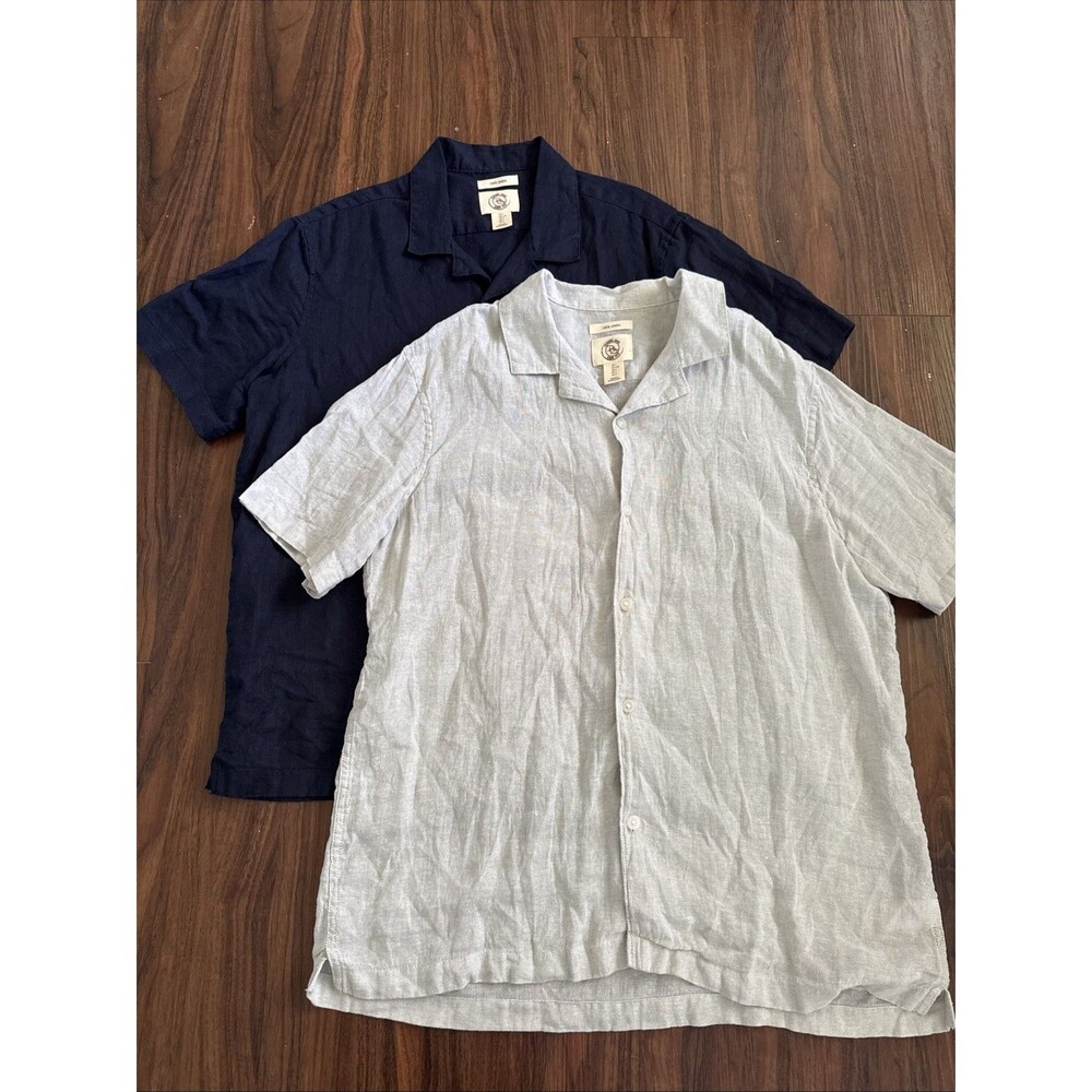 Panama Jack Men's L 100% Linen LOT SS Shirt Quiet Luxury Resort Wear Preppy